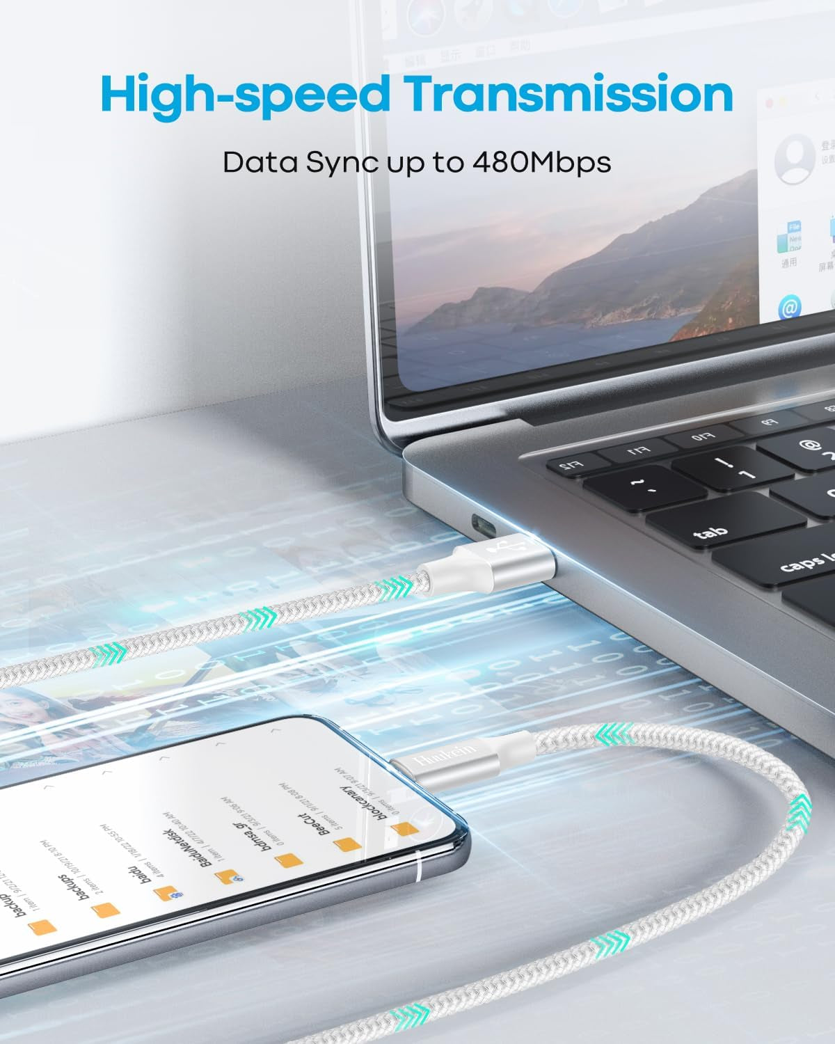 1-Foot USB-C Cable (2-Pack) - USB-A to USB-C CarPlay Cable for iPhone 17, 16, 15 Pro Max Plus - Short USB-C Car Charger Cord, White