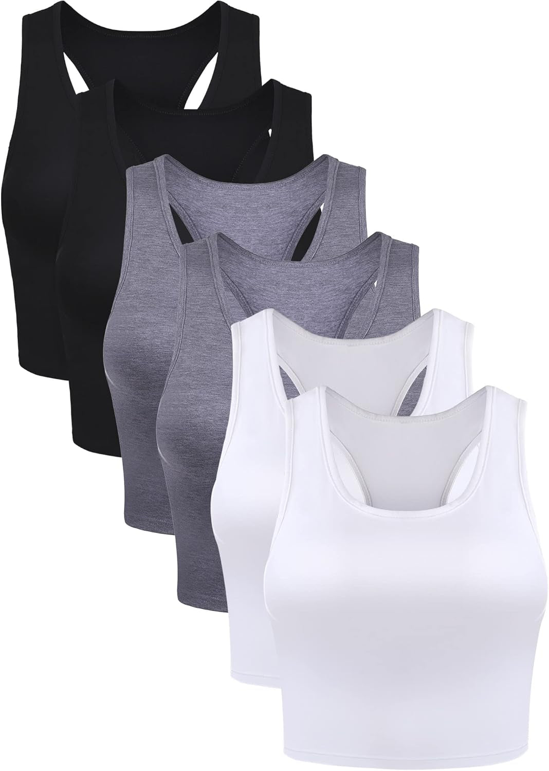 6 Pieces Basic Sleeveless Racerback Sports Crop Tank Tops for Women Girls Daily Wearing