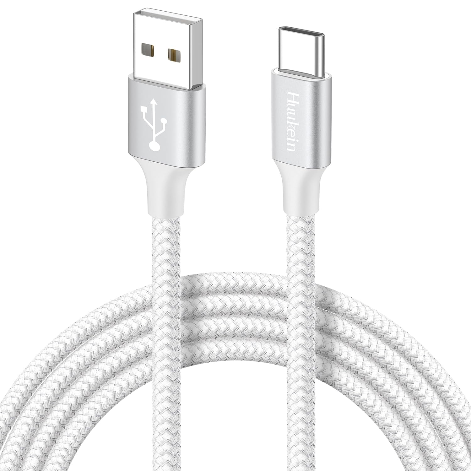 1-Foot USB-C Cable (2-Pack) - USB-A to USB-C CarPlay Cable for iPhone 17, 16, 15 Pro Max Plus - Short USB-C Car Charger Cord, White