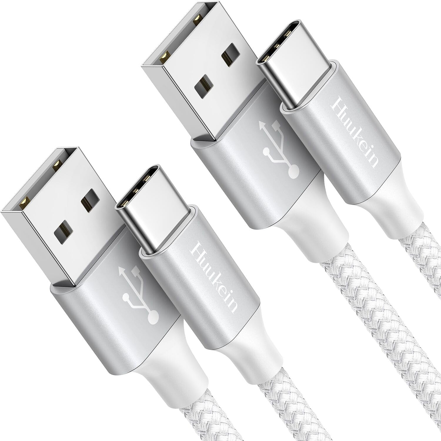 1-Foot USB-C Cable (2-Pack) - USB-A to USB-C CarPlay Cable for iPhone 17, 16, 15 Pro Max Plus - Short USB-C Car Charger Cord, White