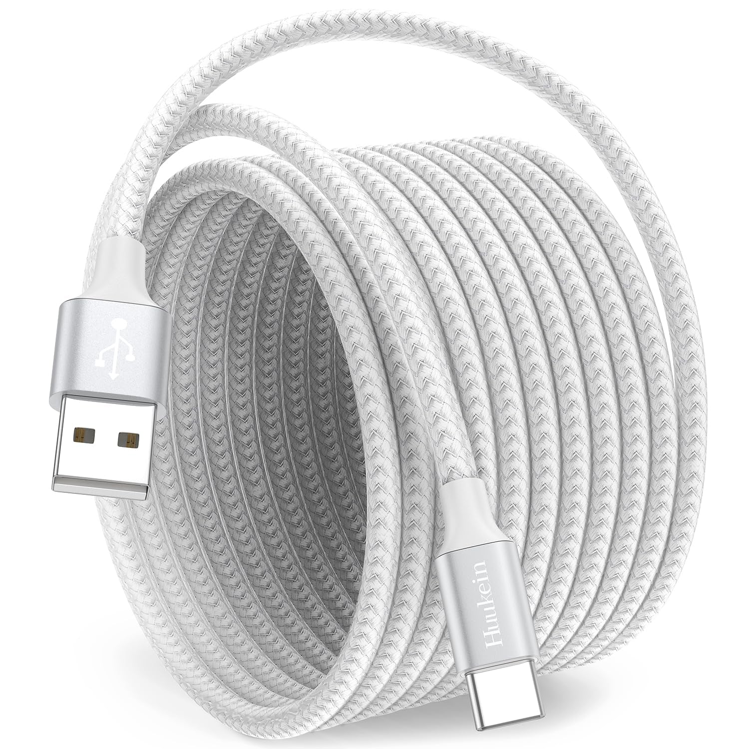 1-Foot USB-C Cable (2-Pack) - USB-A to USB-C CarPlay Cable for iPhone 17, 16, 15 Pro Max Plus - Short USB-C Car Charger Cord, White