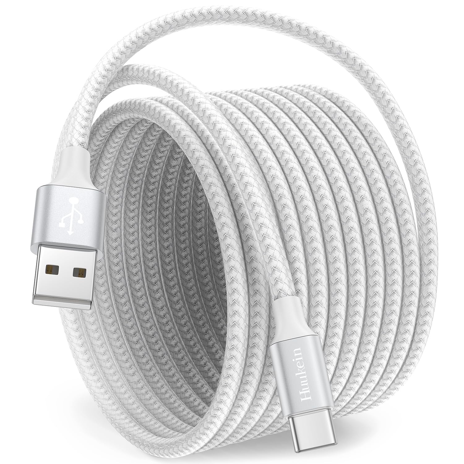 1-Foot USB-C Cable (2-Pack) - USB-A to USB-C CarPlay Cable for iPhone 17, 16, 15 Pro Max Plus - Short USB-C Car Charger Cord, White