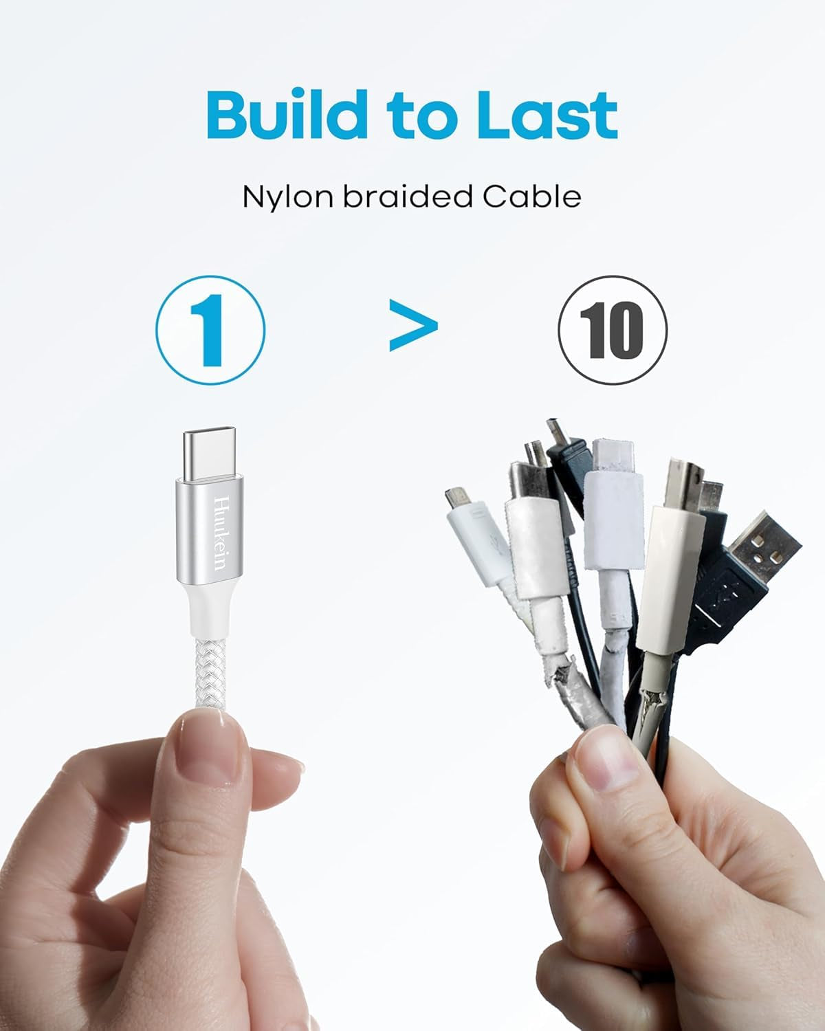 1-Foot USB-C Cable (2-Pack) - USB-A to USB-C CarPlay Cable for iPhone 17, 16, 15 Pro Max Plus - Short USB-C Car Charger Cord, White